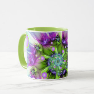 Colourful Spiral Round Shapes Abstract Fractal Art Mug