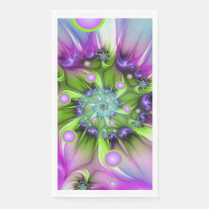 Colourful Spiral Round Shapes Abstract Fractal Art Napkin