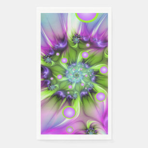 Colourful Spiral Round Shapes Abstract Fractal Art Napkin