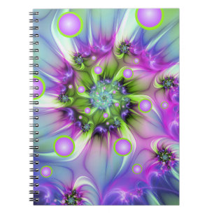 Colourful Spiral Round Shapes Abstract Fractal Art Notebook