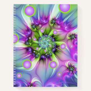 Colourful Spiral Round Shapes Abstract Fractal Art Notebook