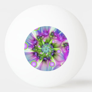 Colourful Spiral Round Shapes Abstract Fractal Art Ping Pong Ball