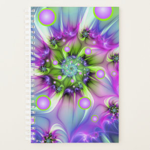 Colourful Spiral Round Shapes Abstract Fractal Art Planner
