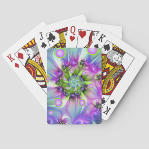 Colourful Spiral Round Shapes Abstract Fractal Art Playing Cards
