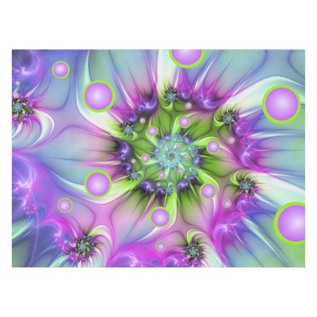 Colourful Spiral Round Shapes Abstract Fractal Art Tablecloth (Front (Horizontal))
