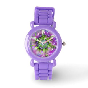 Colourful Spiral Round Shapes Abstract Fractal Art Watch