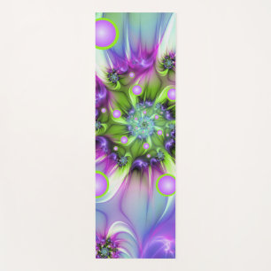 Colourful Spiral Round Shapes Abstract Fractal Art Yoga Mat