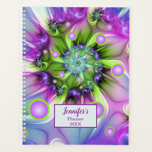 Colourful Spiral Round Shapes Abstract Fractal Nam Planner (Front)