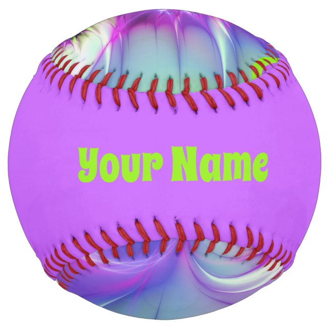 Colourful Spiral Round Shapes Abstract Fractal Nam Softball (Front)