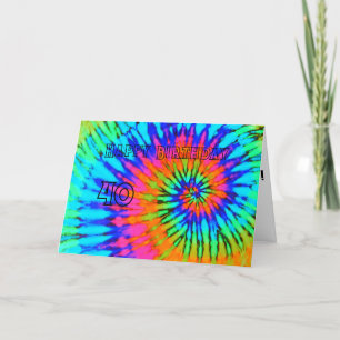 Colourful Spiral Tie Dye 40th Happy Birthday Card