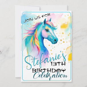 Colourful Spirit Pony 10 Birthday Invitation