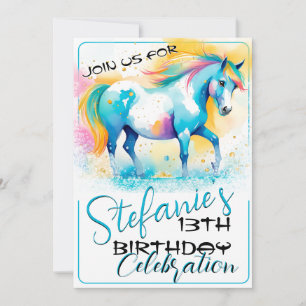 Colourful Spirit Pony 14 Birthday Invitation