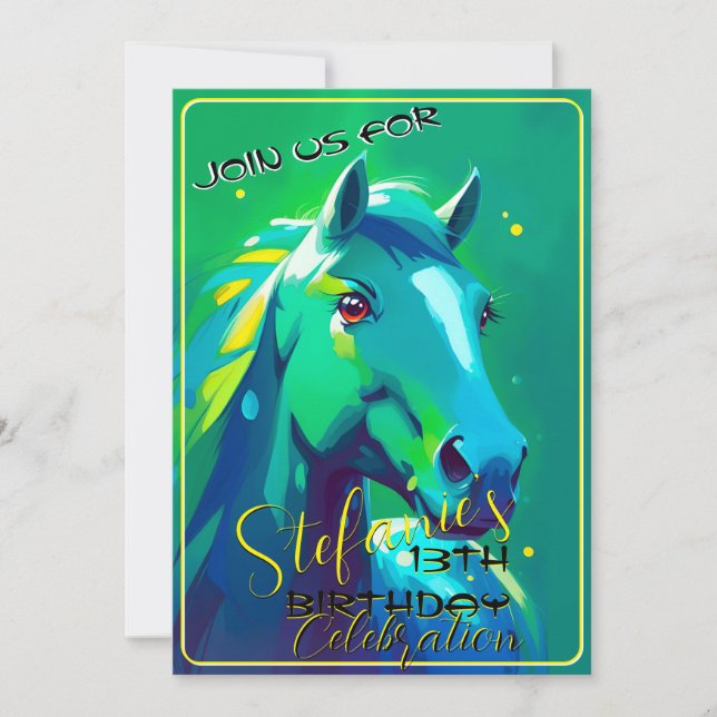 Colourful Spirit Pony 36 Birthday Invitation (Front)