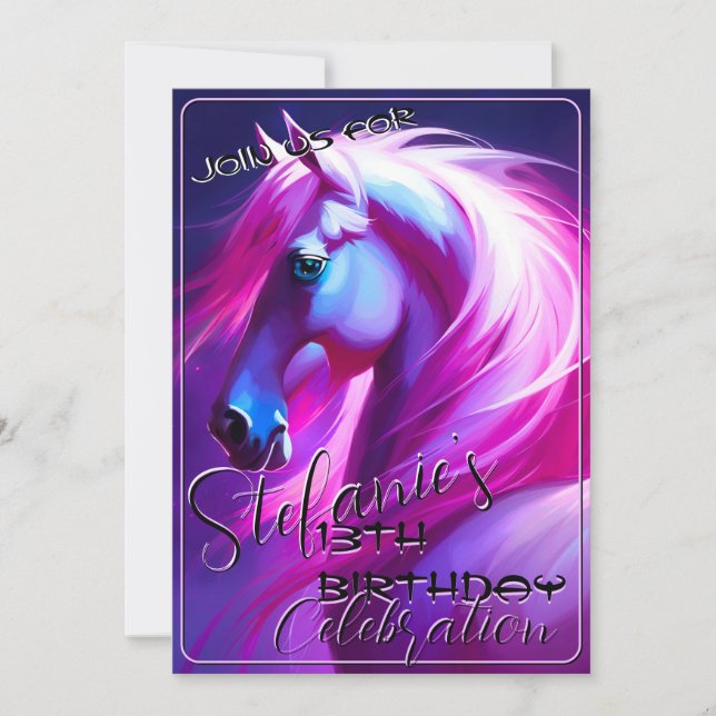 Colourful Spirit Pony 60 Birthday Invitation (Front)