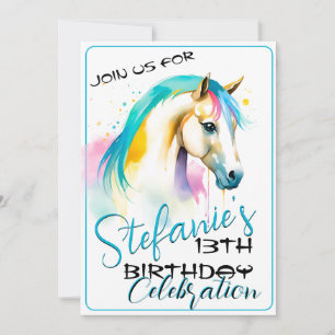 Colourful Spirit Pony 7 Birthday Invitation