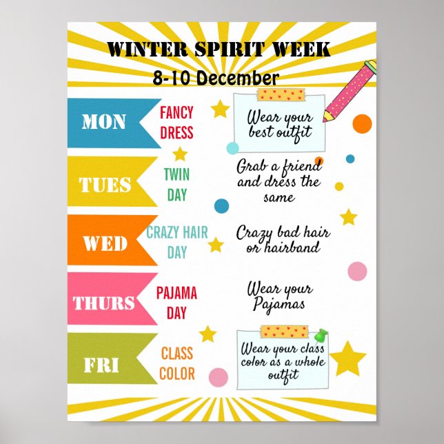 colourful  Spirit week school flyer poster (Front)