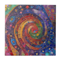 Colourful Spiritual Vortex Swirl Rainbow Mosaic