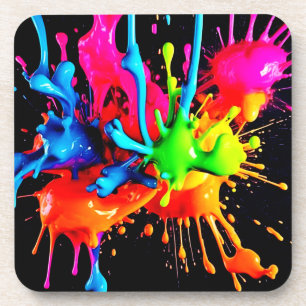 Colourful Splash Abstract Coaster