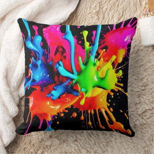 Colourful Splash Abstract Cushion