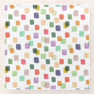 Colourful Splash: Abstract Seamless Background Glass Coaster