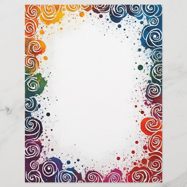 Colourful Splash and Swirls Custom Letterhead (Front)