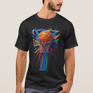 Colourful Splash Art Basketball Design T-Shirt