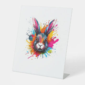 Colourful Splash Art Cute Continental Giant Rabbit Pedestal Sign