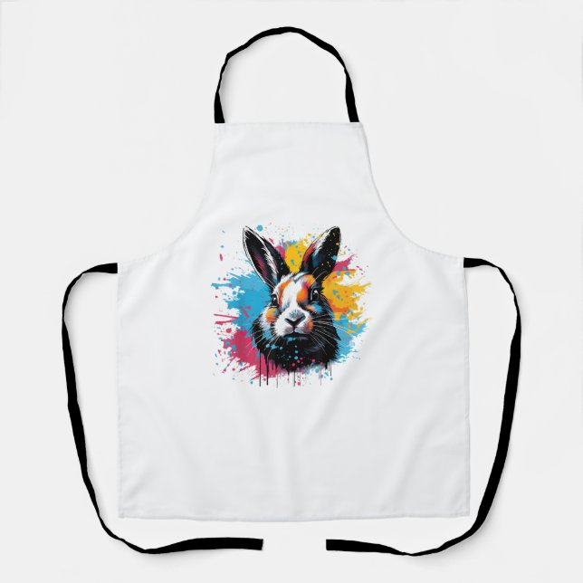 Colourful Splash Art Cute Dutch Rabbit Lover  Apron (Front)