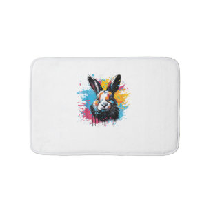 Colourful Splash Art Cute Dutch Rabbit Lover Bath Mat
