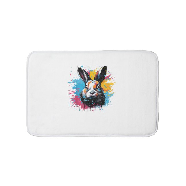 Colourful Splash Art Cute Dutch Rabbit Lover  Bath Mat (Front)