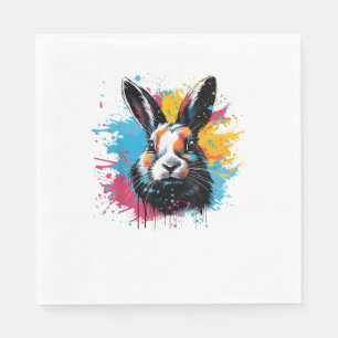 Colourful Splash Art Cute Dutch Rabbit Lover  Napkin