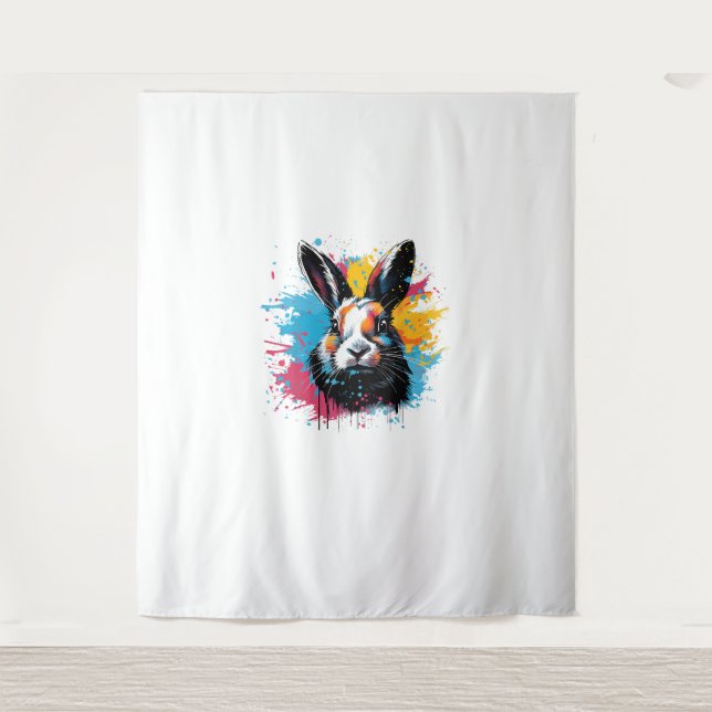 Colourful Splash Art Cute Dutch Rabbit Lover  Tapestry (Front)