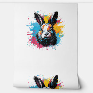 Colourful Splash Art Cute Dutch Rabbit Lover Wallpaper