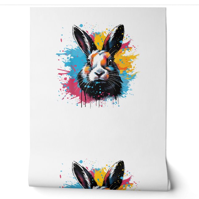 Colourful Splash Art Cute Dutch Rabbit Lover  Wallpaper (Unrolling)