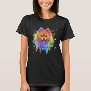 Colourful Splash Art Pomeranian Portrait Pom Puppy T-Shirt