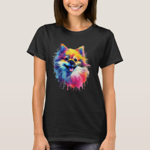 Colourful Splash Art Pomeranian Portrait Pom Puppy T-Shirt