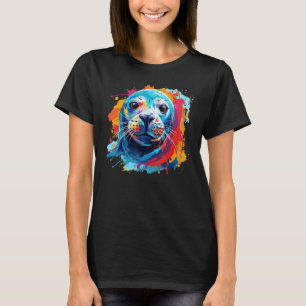 Colourful Splash Art Seal Sea Animal Lover T-Shirt