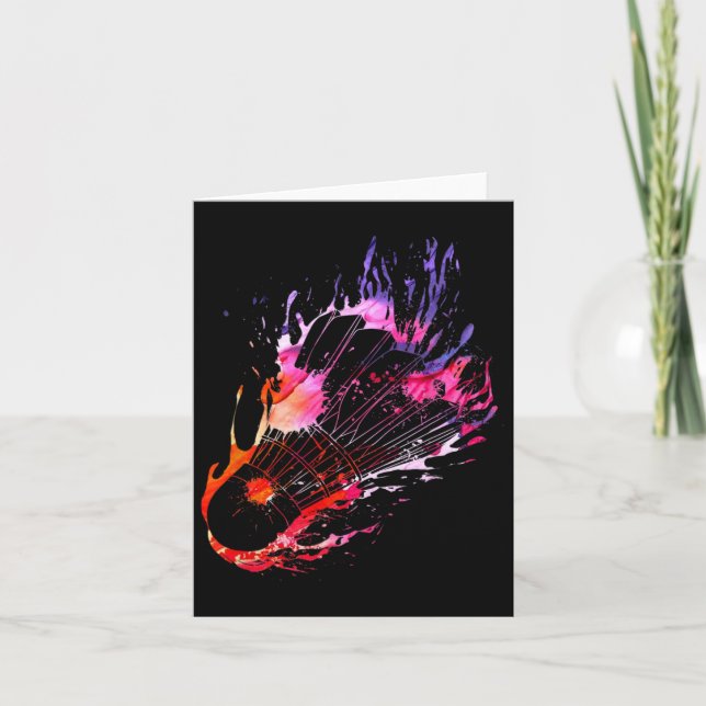 Colourful Splash Badminton Shuttle  Card (Front)