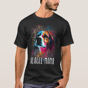 Colourful Splash Beagle Mama Portrait Puppy T-Shirt