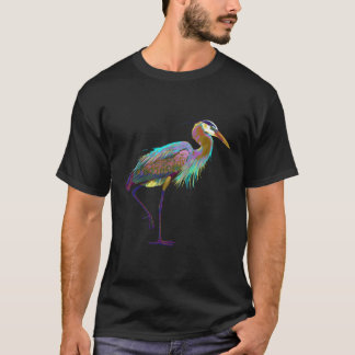 Colourful Splash Bird Blue Heron T-Shirt
