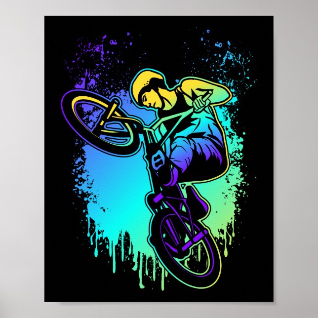 Colourful Splash BMX Bike Boys Bicycle Poster (Front)
