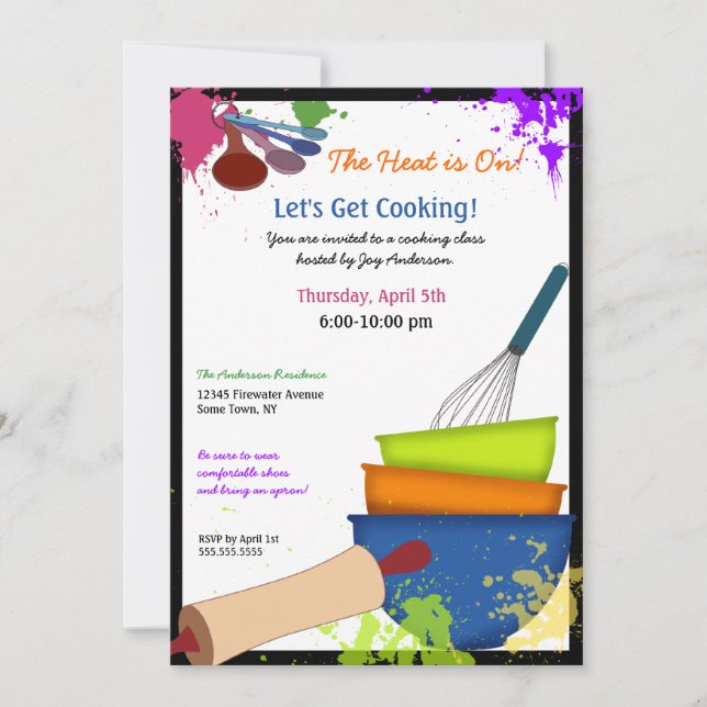 Colourful Splash Cooking Invitation (Front)