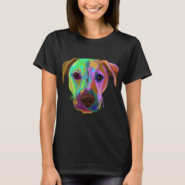 Colourful Splash Dog Black Mouth Cur T-Shirt (Front)