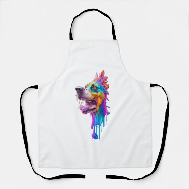Colourful Splash Dog Graphic Art   Apron (Front)
