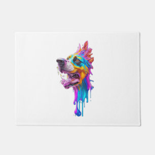 Colourful Splash Dog Graphic Art   Doormat