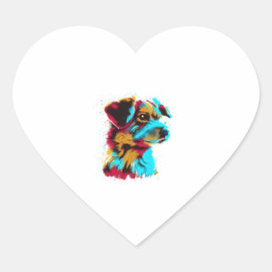 colourful Splash Dog Having a Splashing Good Time Heart Sticker