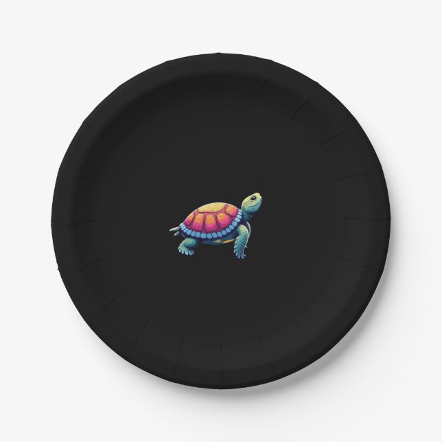 Colourful Splash Eastern Box Turtle (1) Paper Plate (Front)