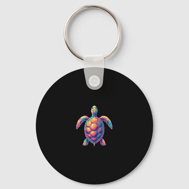 Colourful Splash Eastern Box Turtle (2) Key Ring (Front)