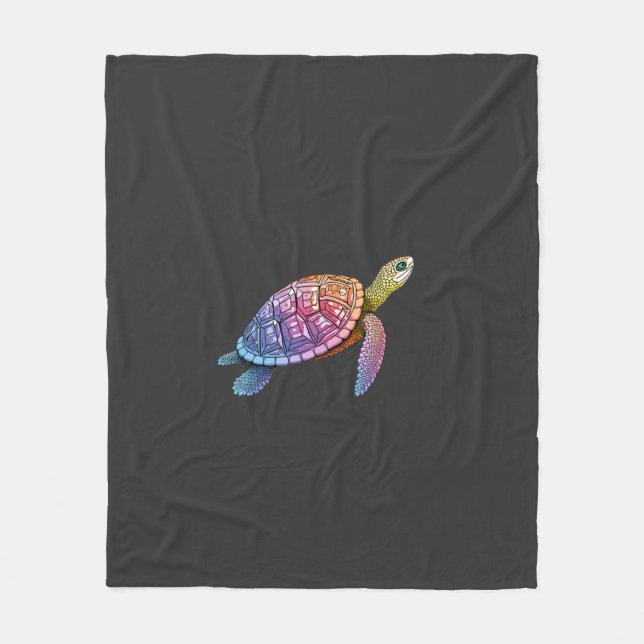 Colourful Splash Eastern Box Turtle (3) Fleece Blanket (Front)