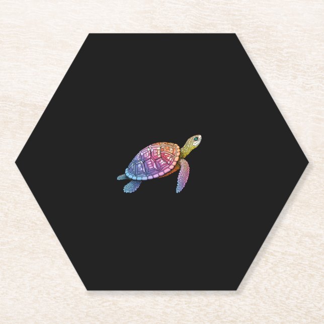Colourful Splash Eastern Box Turtle (3) Paper Coaster (Front)